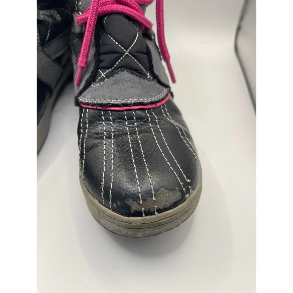 Totes Sabrina Youth Girls Med Black/Pink Winter Boots Size 3‎ Medium RN#120713